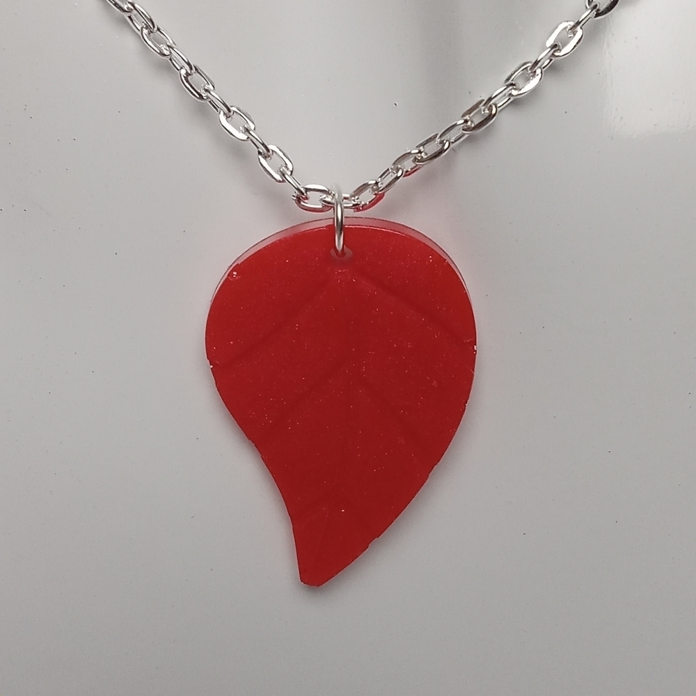 Red Leaf Pendant Necklace